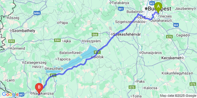 Map: Budapest Airport (BUD), Ferihegy, Liszt Ferenc to Miháld
