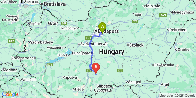 Map: Budapest Airport (BUD), Ferihegy, Liszt Ferenc to Miske
