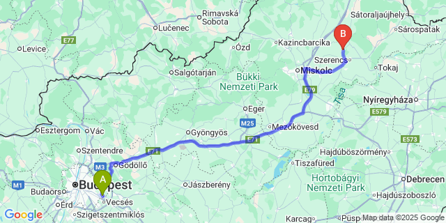 Map: Budapest Airport (BUD), Ferihegy, Liszt Ferenc to Monok