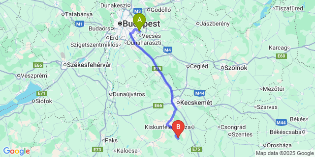 Map: Budapest Airport (BUD), Ferihegy, Liszt Ferenc to Móricgát