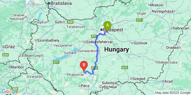 Map: Budapest Airport (BUD), Ferihegy, Liszt Ferenc to Mucsi