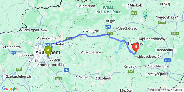 Map: Budapest Airport (BUD), Ferihegy, Liszt Ferenc to Nagyiván