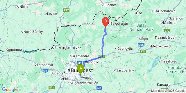 Map: Budapest Airport (BUD), Ferihegy, Liszt Ferenc to Nagykeresztúr