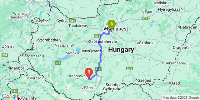 Map: Budapest Airport (BUD), Ferihegy, Liszt Ferenc to Nagymányok