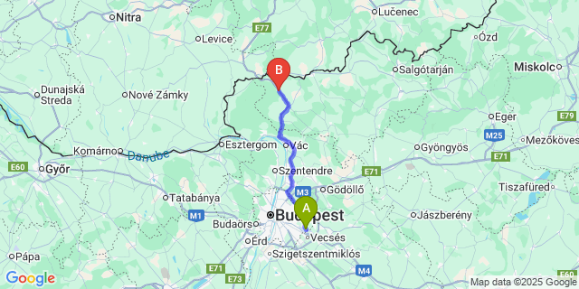 Map: Budapest Airport (BUD), Ferihegy, Liszt Ferenc to Nagyoroszi