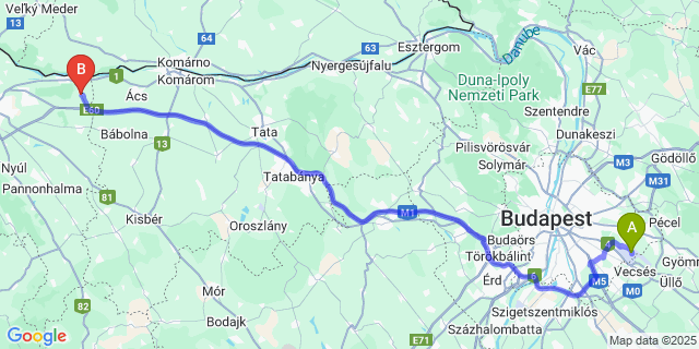 Map: Budapest Airport (BUD), Ferihegy, Liszt Ferenc to Nagyszentjános