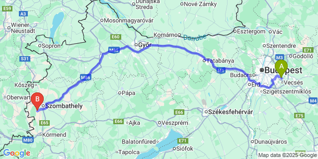 Map: Budapest Airport (BUD), Ferihegy, Liszt Ferenc to Nárai