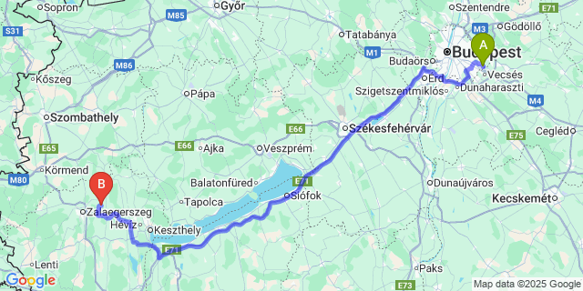 Map: Budapest Airport (BUD), Ferihegy, Liszt Ferenc to Nemesapáti