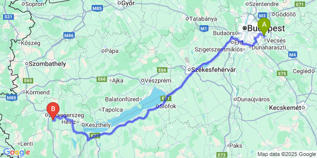 Map: Budapest Airport (BUD), Ferihegy, Liszt Ferenc to Nemeshetés