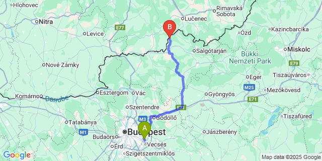 Map: Budapest Airport (BUD), Ferihegy, Liszt Ferenc to Nógrádszakál