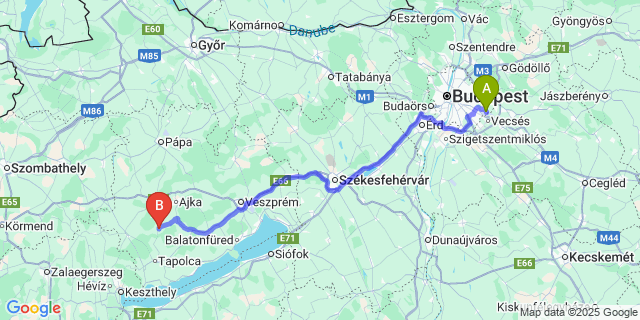 Map: Budapest Airport (BUD), Ferihegy, Liszt Ferenc to Nyirád