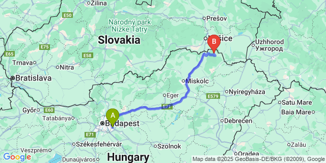 Map: Budapest Airport (BUD), Ferihegy, Liszt Ferenc to Nyíri