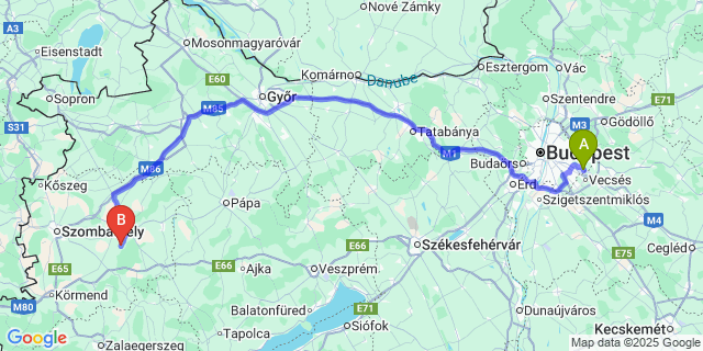 Map: Budapest Airport (BUD), Ferihegy, Liszt Ferenc to Nyőgér