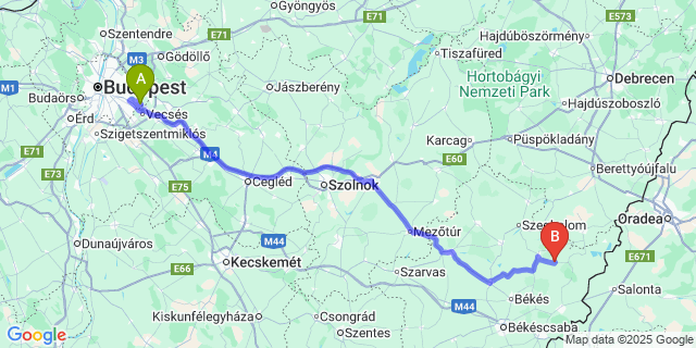 Map: Budapest Airport (BUD), Ferihegy, Liszt Ferenc to Okány
