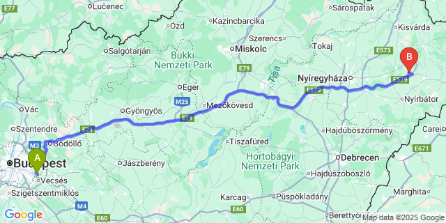 Map: Budapest Airport (BUD), Ferihegy, Liszt Ferenc to Őr