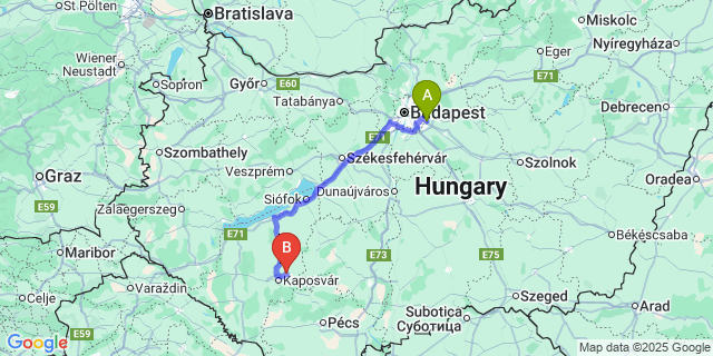 Map: Budapest Airport (BUD), Ferihegy, Liszt Ferenc to Orci