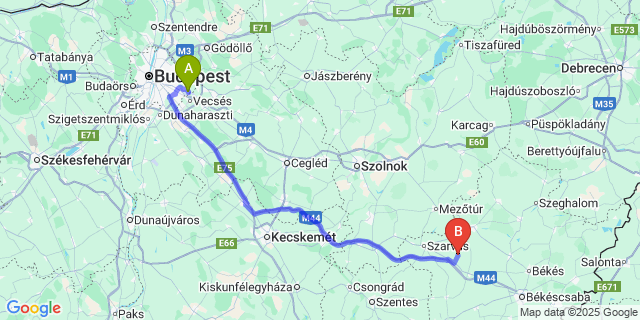 Map: Budapest Airport (BUD), Ferihegy, Liszt Ferenc to Örménykút