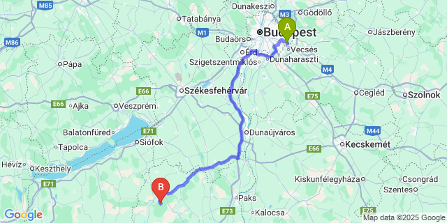 Map: Budapest Airport (BUD), Ferihegy, Liszt Ferenc to Pári