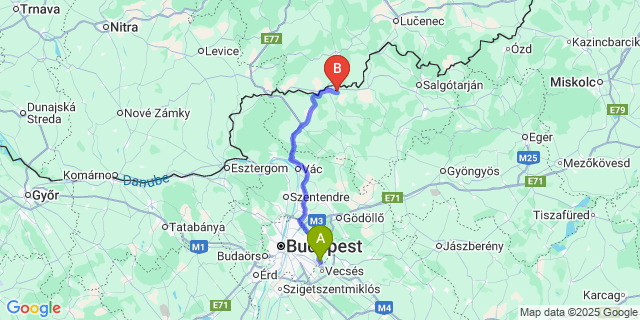 Map: Budapest Airport (BUD), Ferihegy, Liszt Ferenc to Patvarc