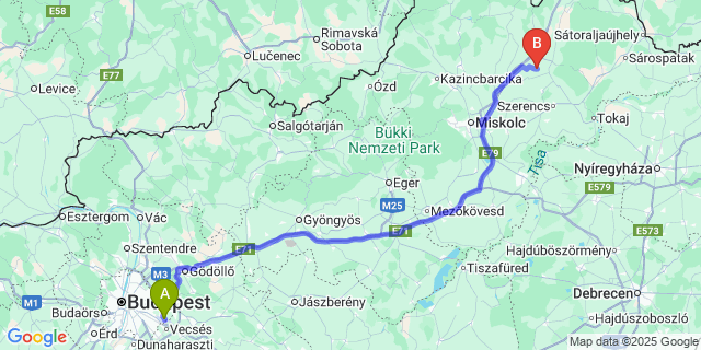 Map: Budapest Airport (BUD), Ferihegy, Liszt Ferenc to Pere