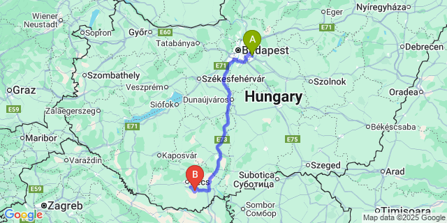 Map: Budapest Airport (BUD), Ferihegy, Liszt Ferenc to Peterd