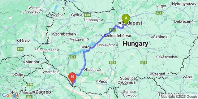 Map: Budapest Airport (BUD), Ferihegy, Liszt Ferenc to Péterhida