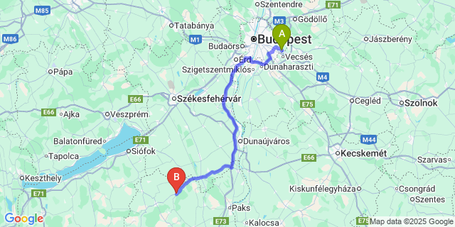 Map: Budapest Airport (BUD), Ferihegy, Liszt Ferenc to Pincehely