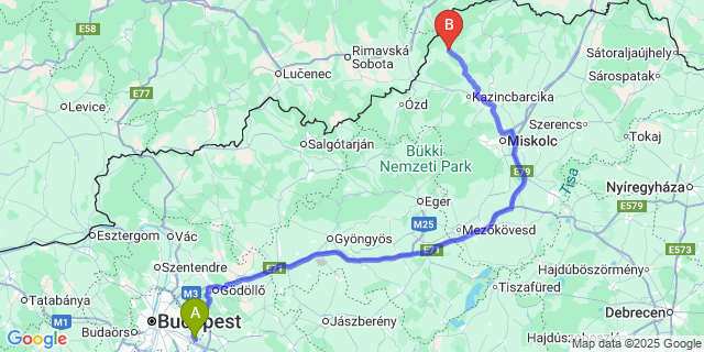 Map: Budapest Airport (BUD), Ferihegy, Liszt Ferenc to Ragály