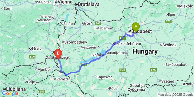 Map: Budapest Airport (BUD), Ferihegy, Liszt Ferenc to Ramocsa