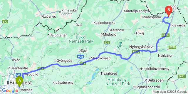 Map: Budapest Airport (BUD), Ferihegy, Liszt Ferenc to Révleányvár