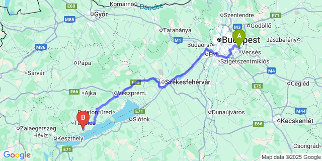 Map: Budapest Airport (BUD), Ferihegy, Liszt Ferenc to Salföld