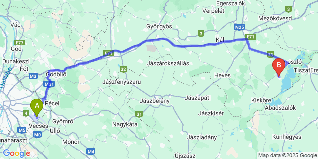 Map: Budapest Airport (BUD), Ferihegy, Liszt Ferenc to Sarud