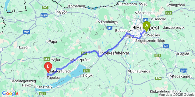 Map: Budapest Airport (BUD), Ferihegy, Liszt Ferenc to Sáska