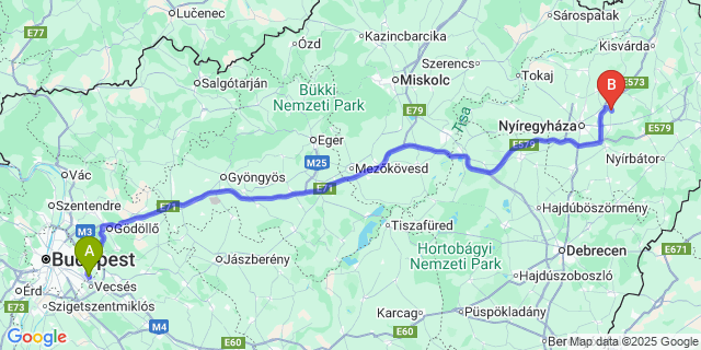 Map: Budapest Airport (BUD), Ferihegy, Liszt Ferenc to Sényő