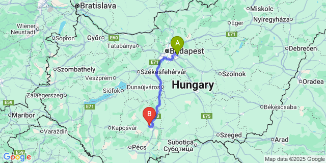 Map: Budapest Airport (BUD), Ferihegy, Liszt Ferenc to Sióagárd