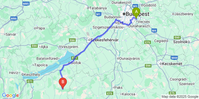 Map: Budapest Airport (BUD), Ferihegy, Liszt Ferenc to Somogyacsa