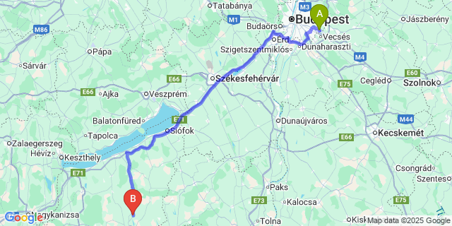 Map: Budapest Airport (BUD), Ferihegy, Liszt Ferenc to Somogyaszaló