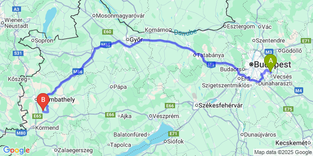 Map: Budapest Airport (BUD), Ferihegy, Liszt Ferenc to Sorkikápolna