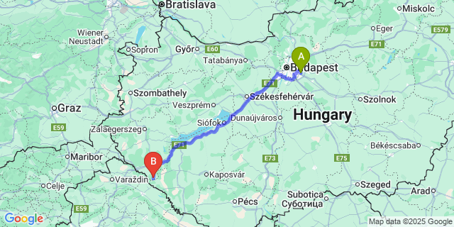 Map: Budapest Airport (BUD), Ferihegy, Liszt Ferenc to Surd