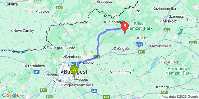 Map: Budapest Airport (BUD), Ferihegy, Liszt Ferenc to Szajla