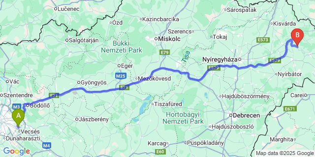 Map: Budapest Airport (BUD), Ferihegy, Liszt Ferenc to Szamosszeg