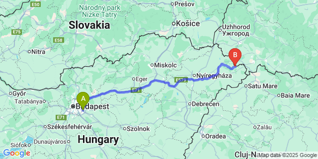 Map: Budapest Airport (BUD), Ferihegy, Liszt Ferenc to Szatmárcseke