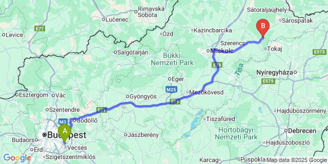 Map: Budapest Airport (BUD), Ferihegy, Liszt Ferenc to Szegi