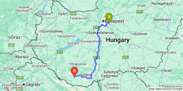 Map: Budapest Airport (BUD), Ferihegy, Liszt Ferenc to Szentdénes