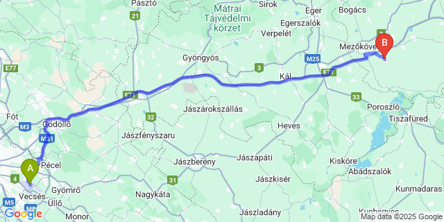 Map: Budapest Airport (BUD), Ferihegy, Liszt Ferenc to Szentistván