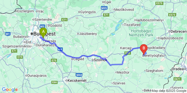 Map: Budapest Airport (BUD), Ferihegy, Liszt Ferenc to Szerep