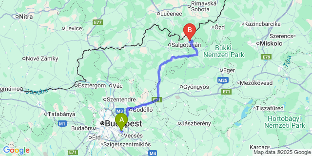 Map: Budapest Airport (BUD), Ferihegy, Liszt Ferenc to Szilaspogony