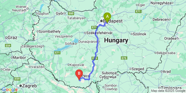 Map: Budapest Airport (BUD), Ferihegy, Liszt Ferenc to Szilvás