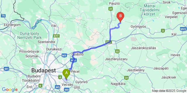 Map: Budapest Airport (BUD), Ferihegy, Liszt Ferenc to Szűcsi