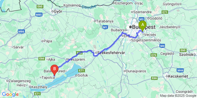 Map: Budapest Airport (BUD), Ferihegy, Liszt Ferenc to Tagyon